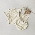 【66-90cm】セットアップ ベビー 韓国風 無地 ワッフル - 画像 (4)