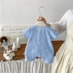 【66-90cm】ロンパース ストライプ ブルー ベビー服 - 画像 (5)