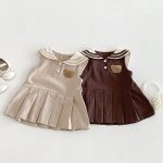 【73-110cm】ワンピース クマセーラー ノースリーブ 女の子 シンプル