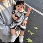 【66-90cm】オールインワン クマロゴ ボーダー ベビー服 - 画像 (10)