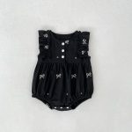 【90-130cm】ロンパースorワンピース 蝶結び柄 ブラック 姉妹服 - 画像 (13)