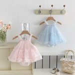 【66-90cm】ロンパース ベビー 可愛い リボンメッシュ - 画像 (6)