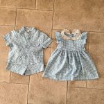 【80-150cm】セットアップorワンピース ライトブルーチェック - 画像 (13)