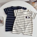 【66-90cm】ロンパース ドッグ ボーダー - 画像 (2)