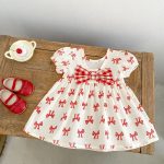 【73-110cm】ワンピース レッド 蝶結び柄 可愛い 女の子 - 画像 (10)
