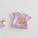 【73-120cm】Tシャツ うさぎプリント 可愛い フリル 韓国風 トップス - 画像 (14)