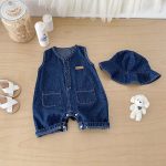 【66-90cm】オールインワン&帽子 デニム ノースリーブ カジュアル ベビー服 - 画像 (11)