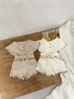 【73-100cm】セットアップ ベビー 韓国風 フリルワッフル - 画像 (7)