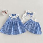 【73-120cm】ワンピースorシャツorスカート 可愛い ブルー チェック - 画像 (10)