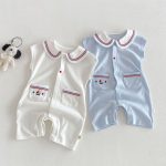 【66-90cm】オールインワン ダブルポケット セーラー 可愛い ベビー服