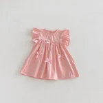 【80-130cm】ワンピース ベビー 女の子 肩フリル リボン - 画像 (5)