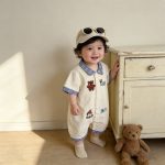【66-100cm】ロンパース ブルー襟 可愛い ベビー服 - 画像 (7)