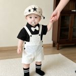 【73-120cm】セットアップ サロペット＆シャツ シンプル - 画像 (7)