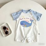【66-90cm】ロンパース クジラ ブルー 可愛い ベビー服 - 画像 (3)
