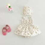 【66-100cm】ロンパース ボンネット付き ベビー 女の子リボン 小花柄 - 画像 (3)