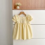【66-130cm】ロンパースorワンピース イエロー チェック 姉妹服 - 画像 (9)