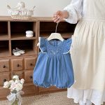 【66-90cm】ロンパース デニム フリル - 画像 (5)