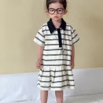 【80-150cm】セットアップ or ワンピース キッズ 半袖 ボーダー - 画像 (4)