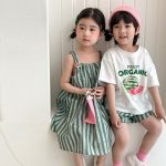 【80-150cm】セットアップorワンピース スイカ ストライプ おしゃれ - 画像 (3)