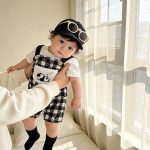【66-100cm】セットアップ 可愛い パンダ サロペット＆シャツ - 画像 (5)
