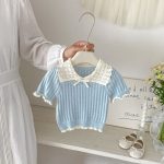 【73-100cm】Tシャツ 半袖 可愛い襟 トップス - 画像 (17)
