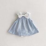 【66-90cm】ロンパース ブルー ストライプ シンプル 女の子 - 画像 (8)