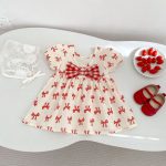 【73-110cm】ワンピース レッド 蝶結び柄 可愛い 女の子 - 画像 (7)