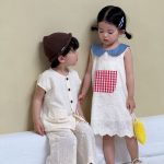【80-150cm】セットアップ/ワンピース 可愛い チェック おしゃれ 兄妹お揃い - 画像 (4)