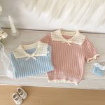 【73-100cm】Tシャツ 半袖 可愛い襟 トップス - 画像 (6)