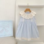 【66-130cm】ロンパースorワンピース フリル襟 ブルー 姉妹服 - 画像 (13)