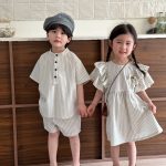 【80-150cm】セットアップorワンピース ストライプ 兄妹お揃いコーデ - 画像 (3)
