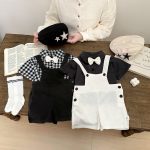 【73-120cm】セットアップ サロペット＆シャツ シンプル - 画像 (4)