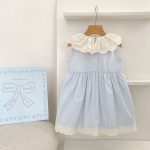 【66-130cm】ロンパースorワンピース フリル襟 ブルー 姉妹服 - 画像 (14)