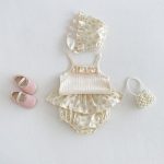 【66-90cm】セットアップ キャミソール&ブルマ&帽子 クリーム おしゃれ
