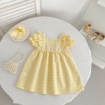 【66-130cm】ロンパースorワンピース イエロー チェック 姉妹服 - 画像 (11)