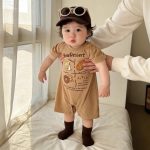【66-90cm】ロンパース パン柄 ブラウン 可愛い 肌触り良い ベビー服 - 画像 (5)