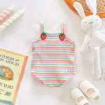 【66-90cm】ロンパース ベビー 可愛い ボーダー カラフル - 画像 (7)