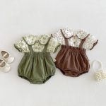 【66-100cm】二点セット シャツ&サロペット フラワー 可愛い - 画像 (2)