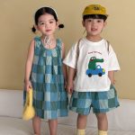 【80-150cm】セットアップorワンピース グリーンチェック 可愛い