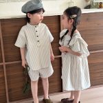 【80-150cm】セットアップorワンピース ストライプ 兄妹お揃いコーデ - 画像 (14)
