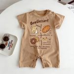 【66-90cm】ロンパース パン柄 ブラウン 可愛い 肌触り良い ベビー服 - 画像 (4)