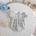 【66-130cm】ロンパースorワンピース ブルー 花柄 姉妹服 - 画像 (7)