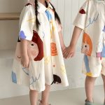 【80-150cm】セットアップorワンピース 落書き 兄妹お揃い - 画像 (15)