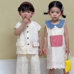 【80-150cm】セットアップ/ワンピース 可愛い チェック おしゃれ 兄妹お揃い - 画像 (11)