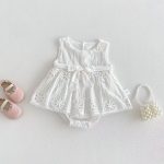 【73-110cm】ロンパース 蝶結び ホワイト シンプル 女の子 - 画像 (6)
