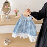 【66-100cm】姉妹服 ノースリーブ ブルーロンパースorワンピース - 画像 (9)