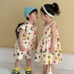 【80-150cm】セットアップ or ワンピース キッズ 韓国風 ドット - 画像 (6)