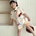 【80-150cm】セットアップorワンピース 落書き 兄妹お揃い - 画像 (14)