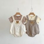 【66-90cm】セットアップ 熊さん 可愛い サロペット&Tシャツ - 画像 (3)