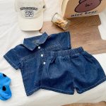 【66-100cm】セットアップ デニム 半袖 カジュアル ベビー服 - 画像 (6)